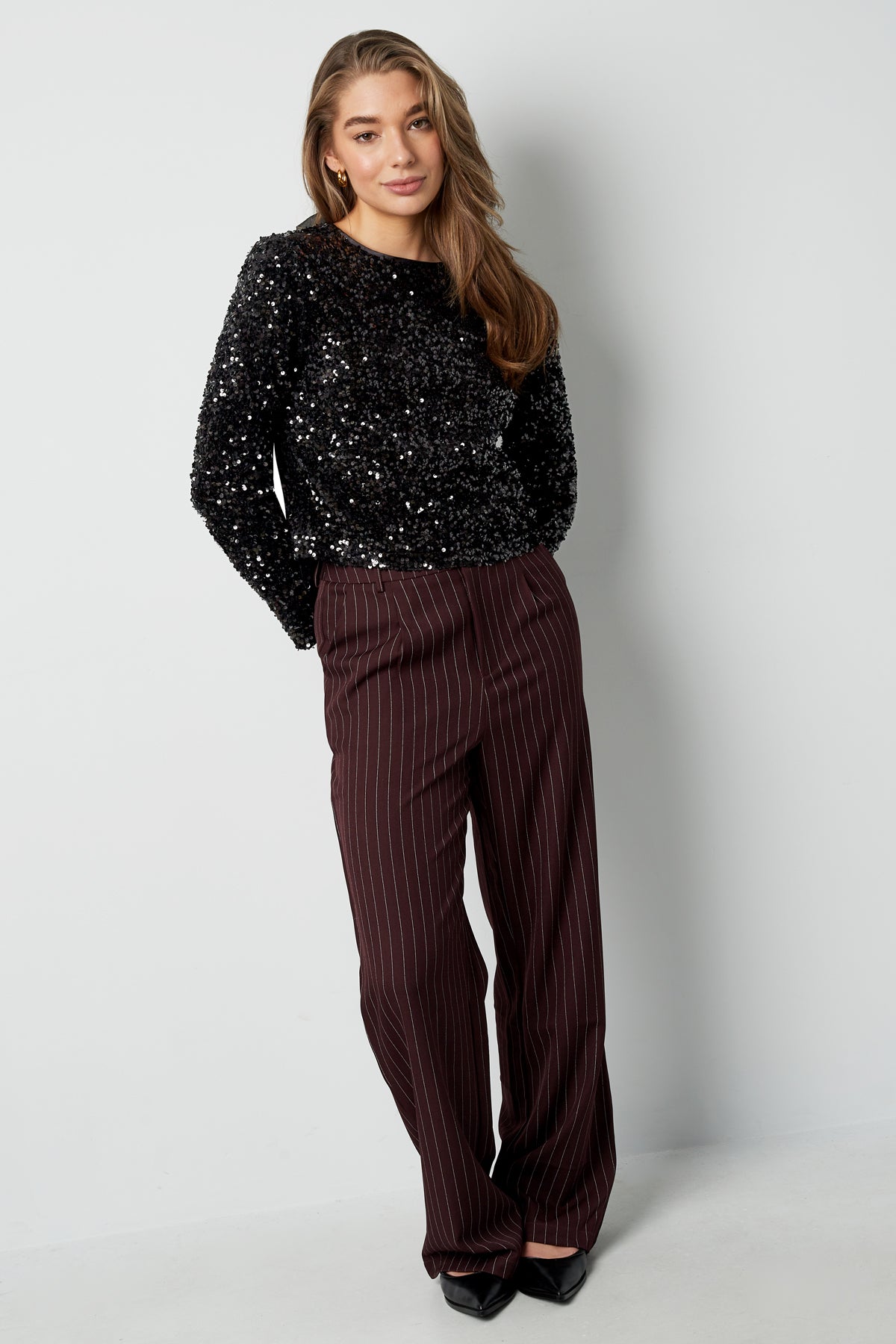 Polyester Long Sleeve Top Cropped Bow Detail