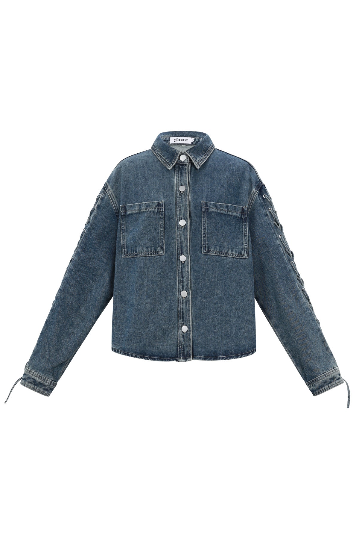 Woven Cotton Women's Denim Jacket Casual Tie-up