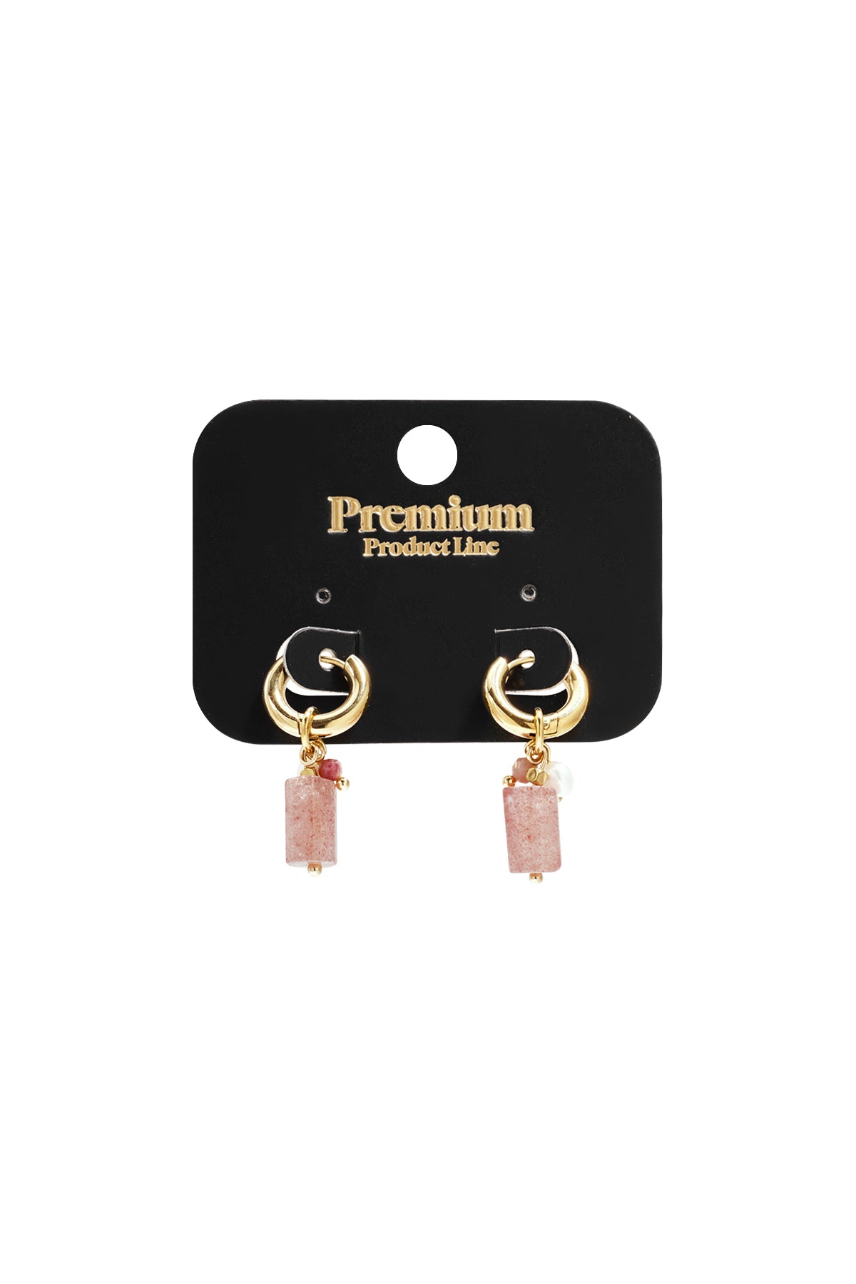 Small hoop earrings with pearl, bead, and stone pendants