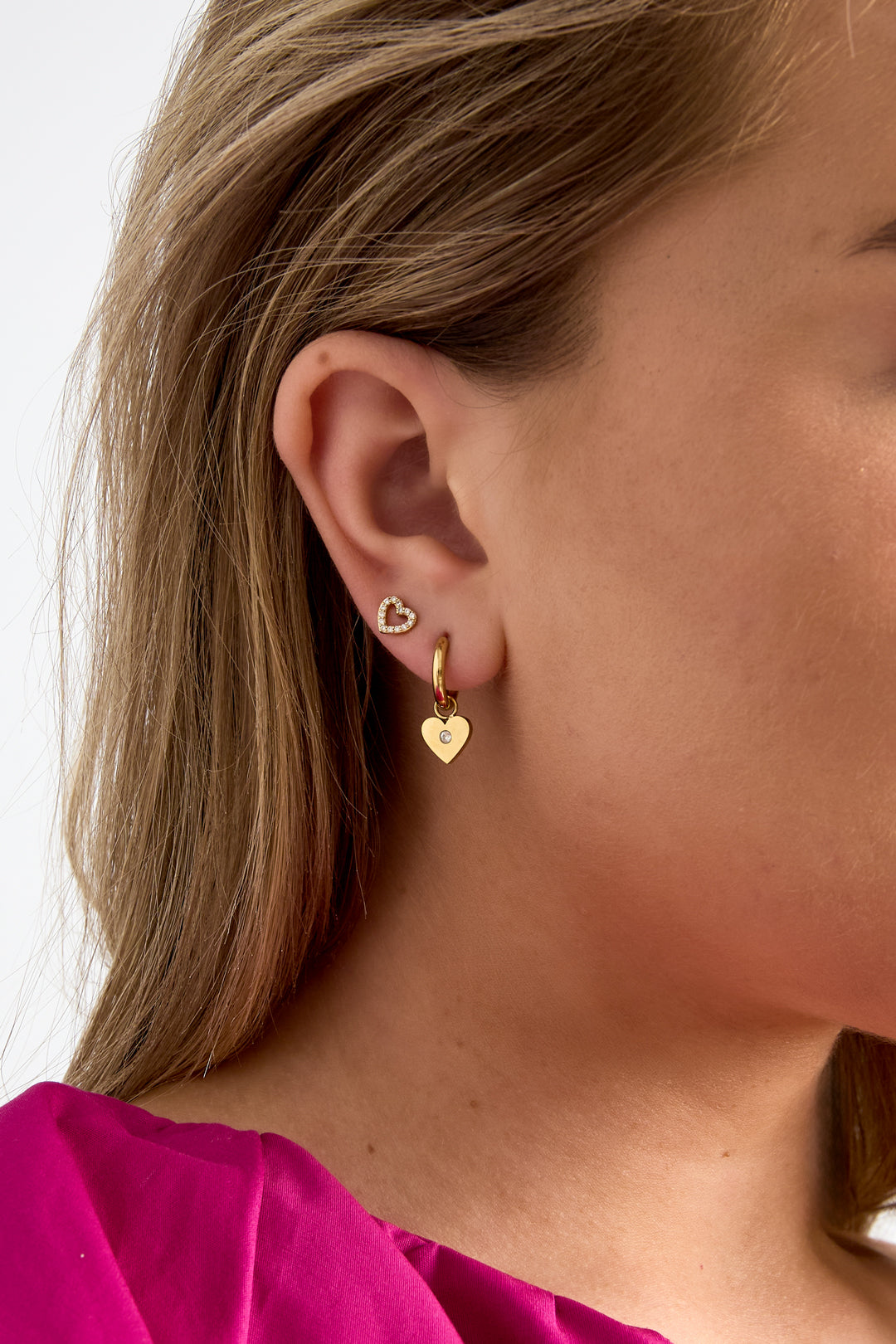 14K Gold Plated Stainless Steel Drop Earrings Heart Simple Daily Simple Series Women's jewelry