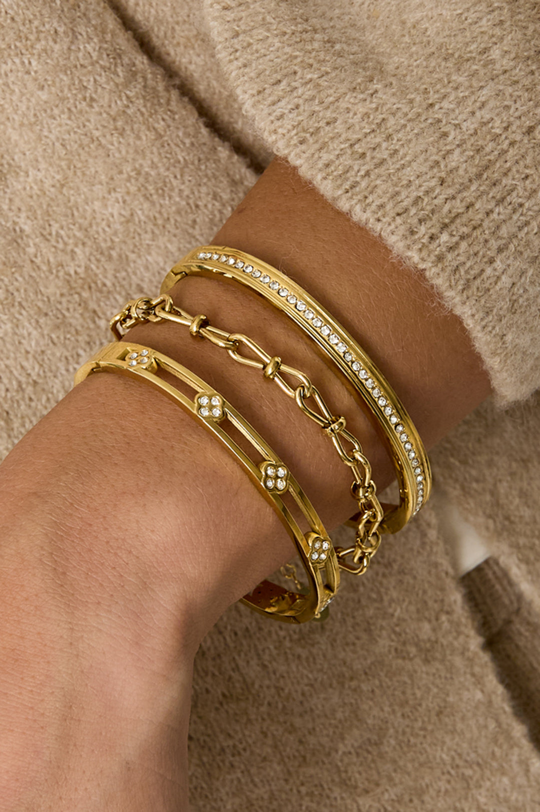 Stainless Steel Bangles Clover Simple Daily Simple Series Women's jewelry