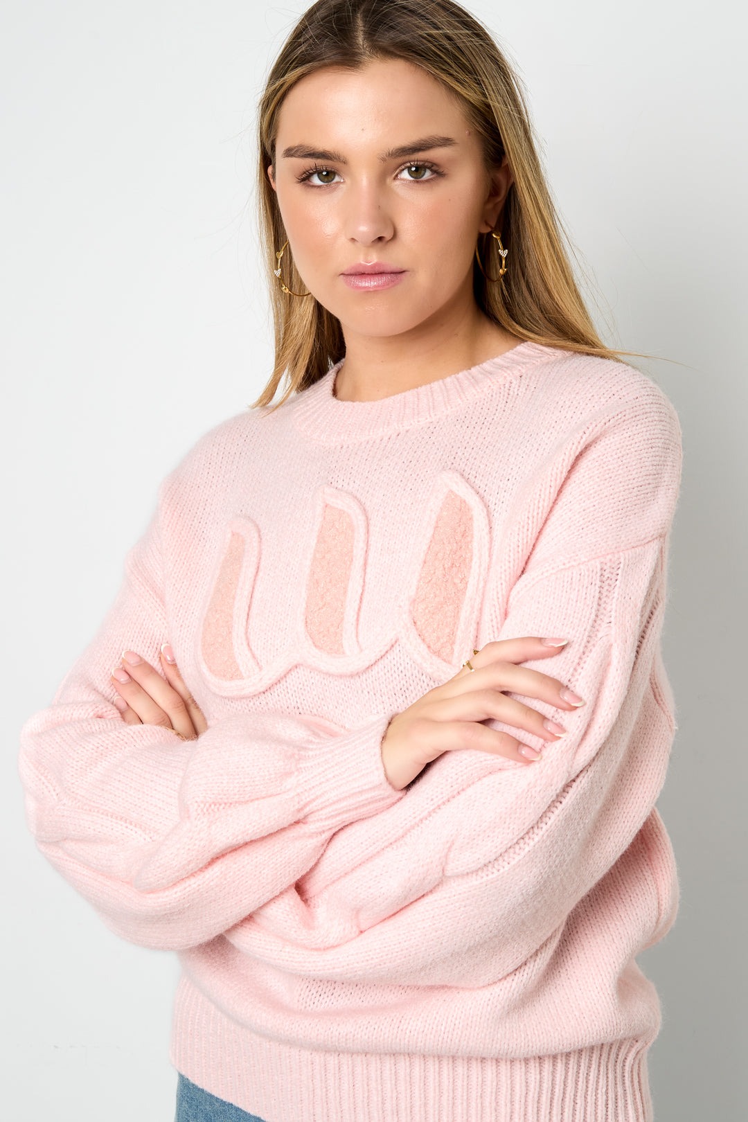 Knitted Polyester Fiber Women's Knit Sweaters Casual Letters