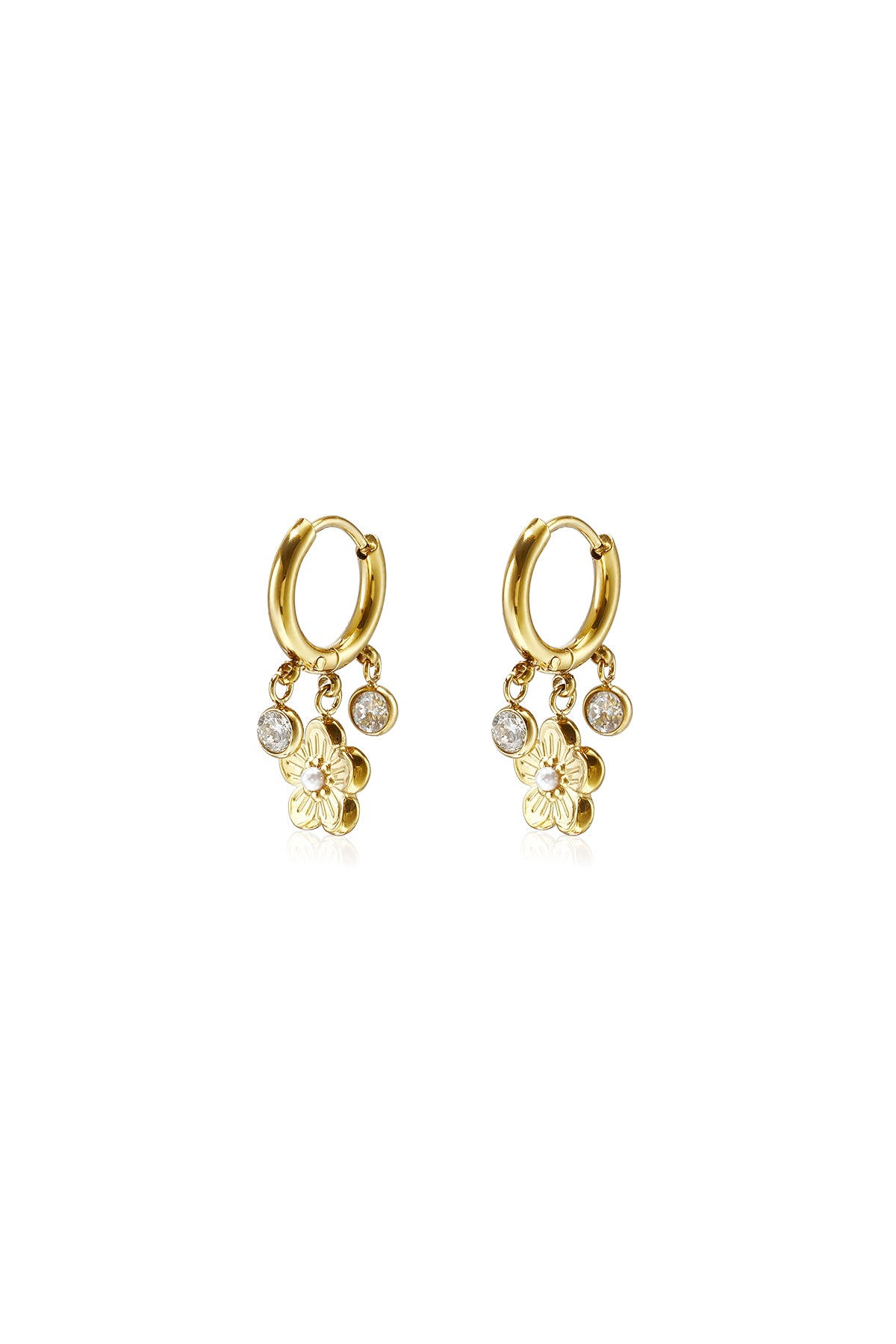 Stainless Steel Drop Earrings Flower Simple Daily Simple Series Women's jewelry