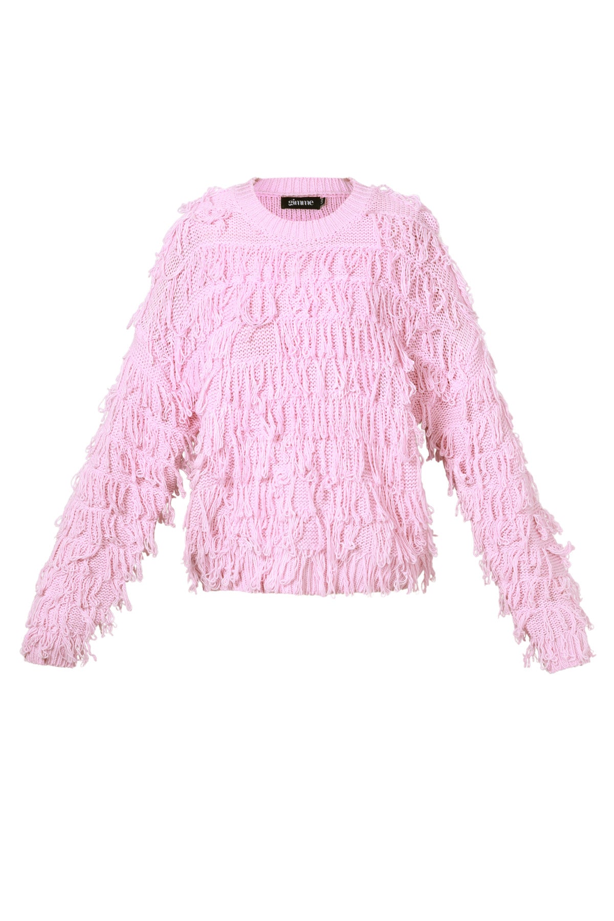 Knitted sweater with fringes