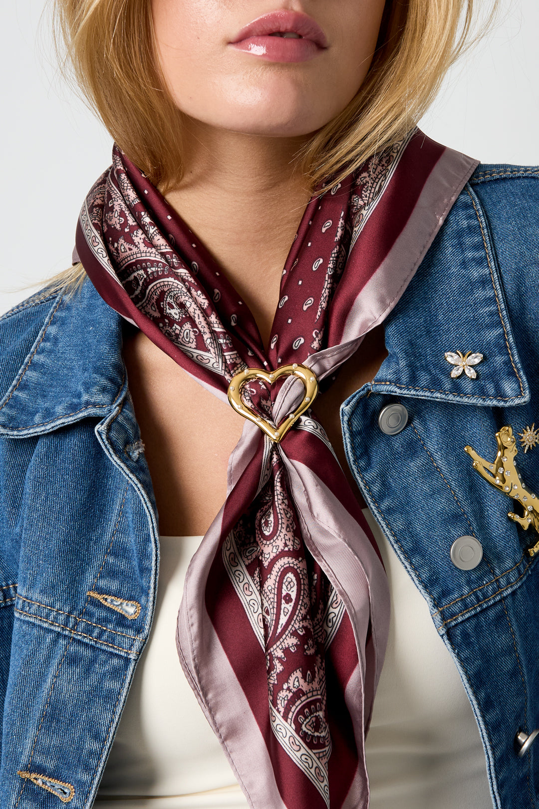 Silk Scarf Clip Heart Simple Stainless Steel Daily Accessories