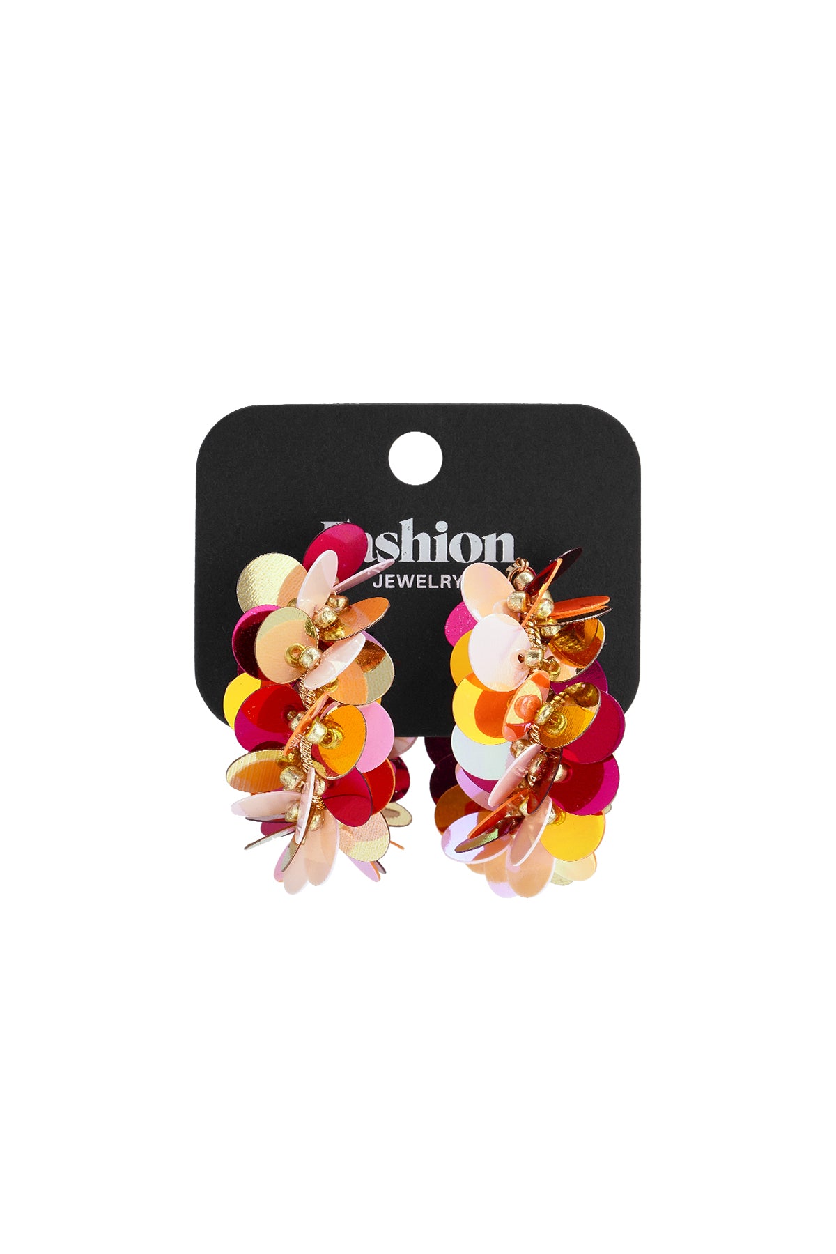 Hoop earrings made of sequins and beads